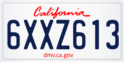 CA license plate 6XXZ613