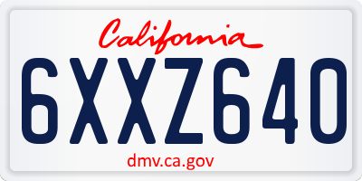 CA license plate 6XXZ640