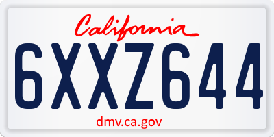 CA license plate 6XXZ644