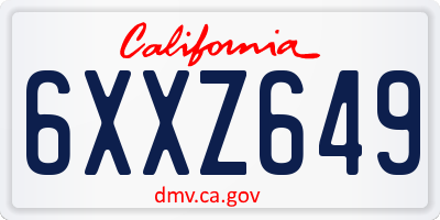 CA license plate 6XXZ649