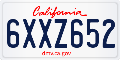 CA license plate 6XXZ652