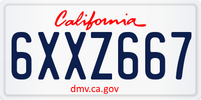 CA license plate 6XXZ667