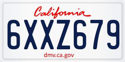 CA license plate 6XXZ679