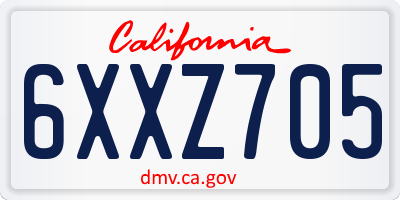 CA license plate 6XXZ705