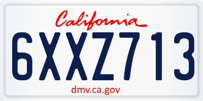CA license plate 6XXZ713