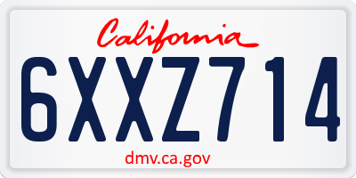 CA license plate 6XXZ714