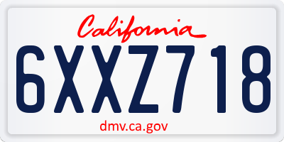CA license plate 6XXZ718