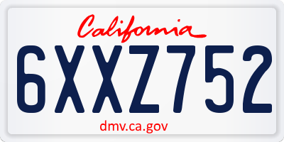 CA license plate 6XXZ752