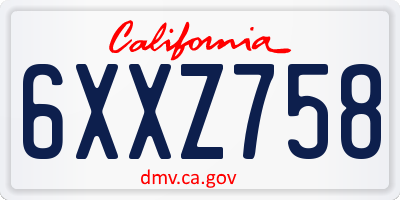 CA license plate 6XXZ758