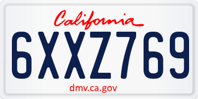 CA license plate 6XXZ769