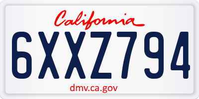 CA license plate 6XXZ794