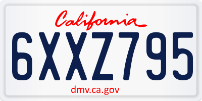 CA license plate 6XXZ795