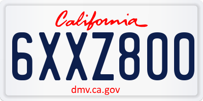 CA license plate 6XXZ800