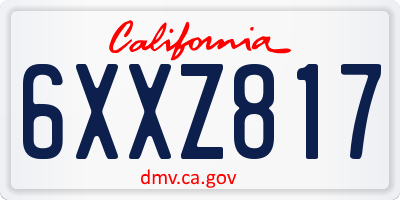 CA license plate 6XXZ817