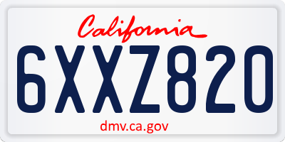 CA license plate 6XXZ820