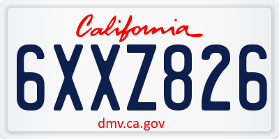 CA license plate 6XXZ826