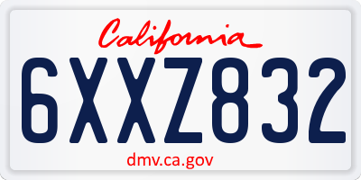 CA license plate 6XXZ832