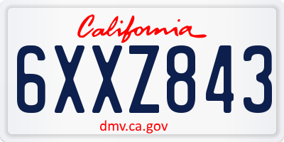 CA license plate 6XXZ843