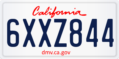 CA license plate 6XXZ844
