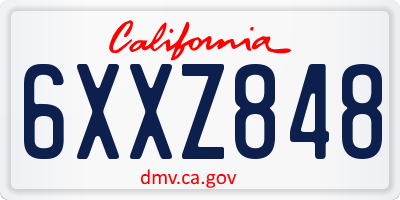 CA license plate 6XXZ848