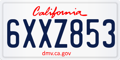 CA license plate 6XXZ853