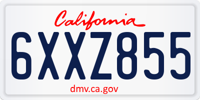 CA license plate 6XXZ855