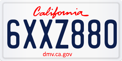 CA license plate 6XXZ880