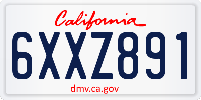 CA license plate 6XXZ891