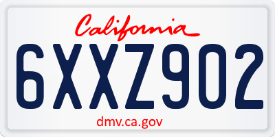 CA license plate 6XXZ902