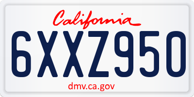 CA license plate 6XXZ950