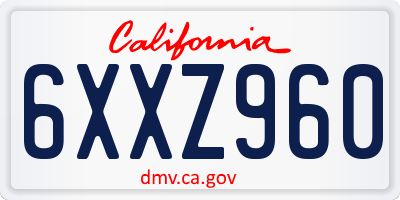 CA license plate 6XXZ960