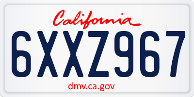 CA license plate 6XXZ967