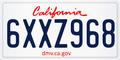 CA license plate 6XXZ968