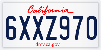 CA license plate 6XXZ970