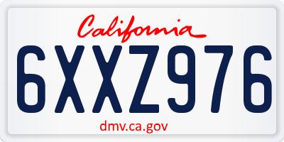 CA license plate 6XXZ976