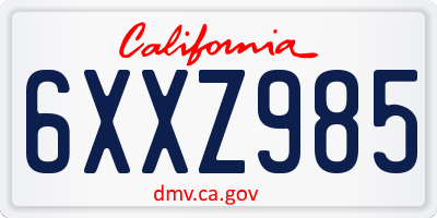 CA license plate 6XXZ985