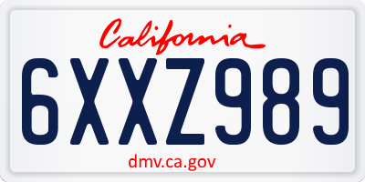 CA license plate 6XXZ989