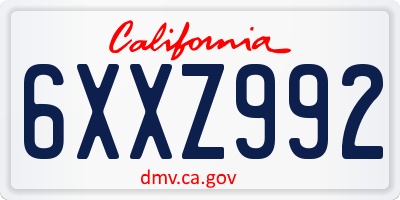 CA license plate 6XXZ992