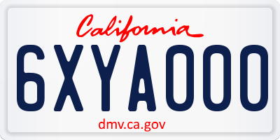 CA license plate 6XYA000