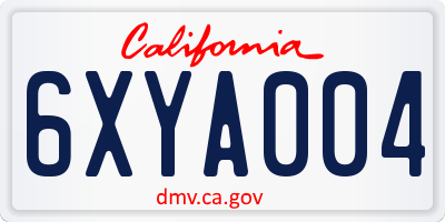 CA license plate 6XYA004