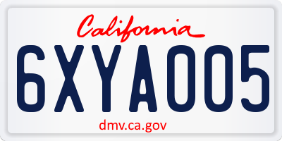 CA license plate 6XYA005