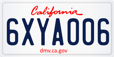 CA license plate 6XYA006