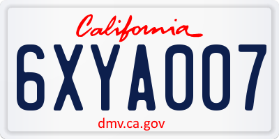 CA license plate 6XYA007