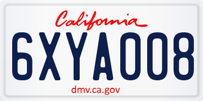 CA license plate 6XYA008
