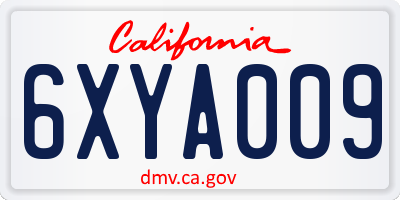 CA license plate 6XYA009
