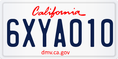 CA license plate 6XYA010