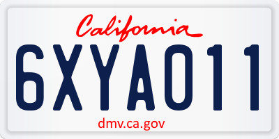 CA license plate 6XYA011