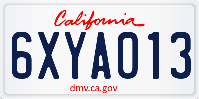 CA license plate 6XYA013