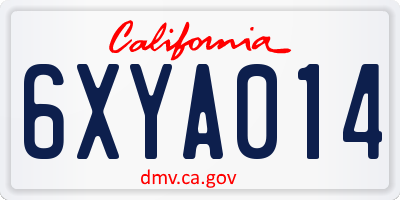 CA license plate 6XYA014