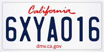 CA license plate 6XYA016